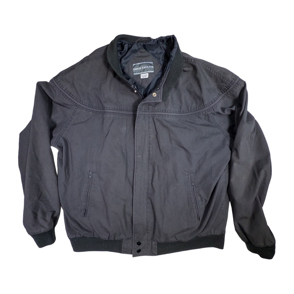 David Taylor Mens Jacket Bomber Style Black Size XL Tall Casual Outerwear